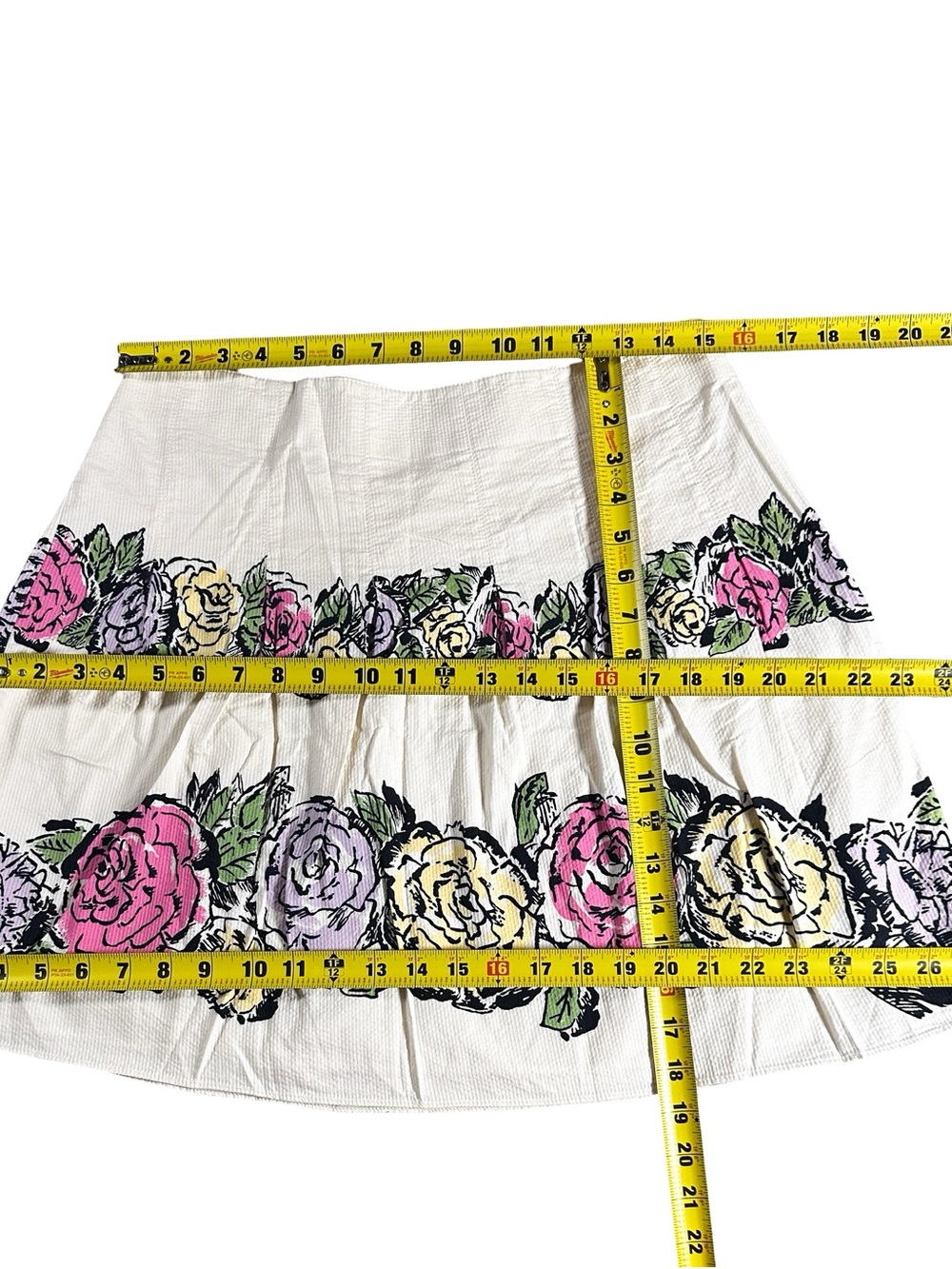 Ann Taylor LOFT Size 8 Floral Rose Border Print Cotton A-Line Skirt - Picture 9 of 9